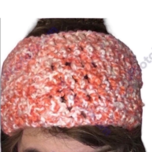 New Hand Crafted Hand Knit Hat Scarf Set Blue White Spa Headband Knitted Beanie - Picture 7 of 7